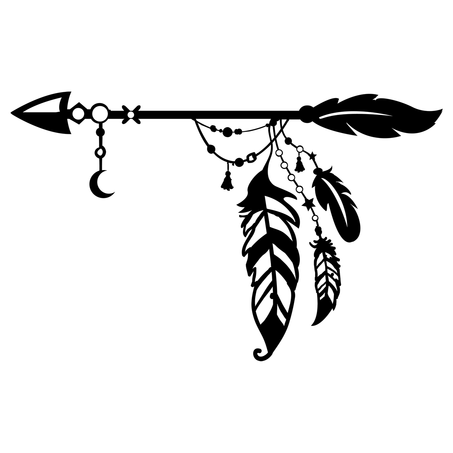 Boho Arrow with Feathers Vinyl Decal Sticker