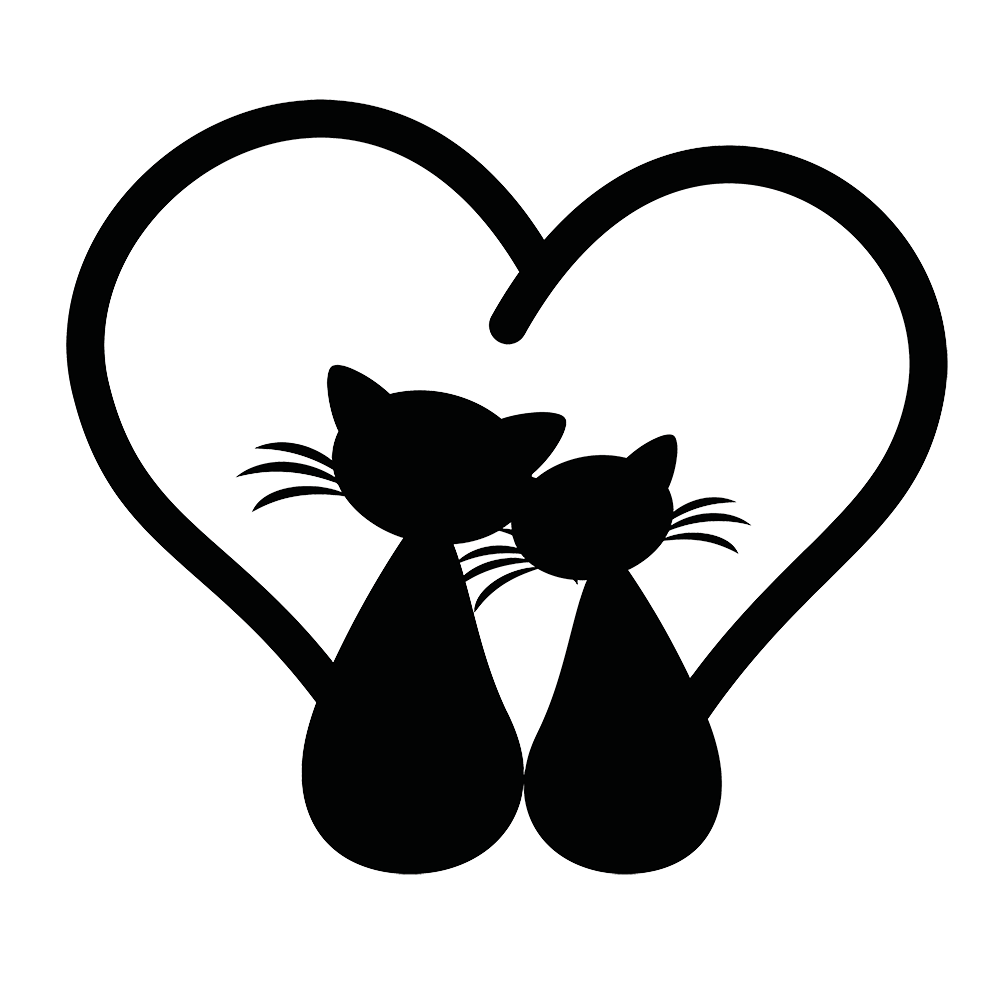 Cat Tails Heart Vinyl Decal Sticker