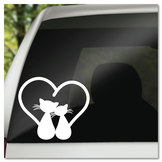 Cat Tails Heart Vinyl Decal Sticker