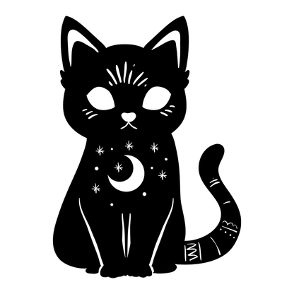 Celestial Black Cat Vinyl Decal Sticker