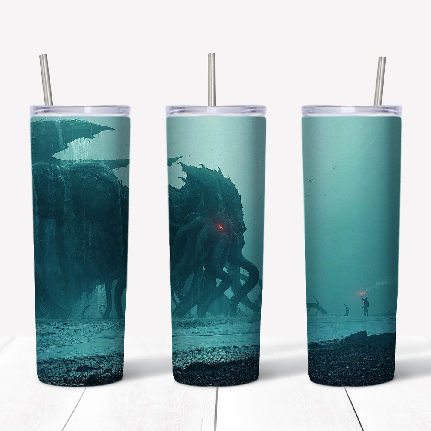 Cthulhu On The Shore 20oz Sublimated Metal Tumbler