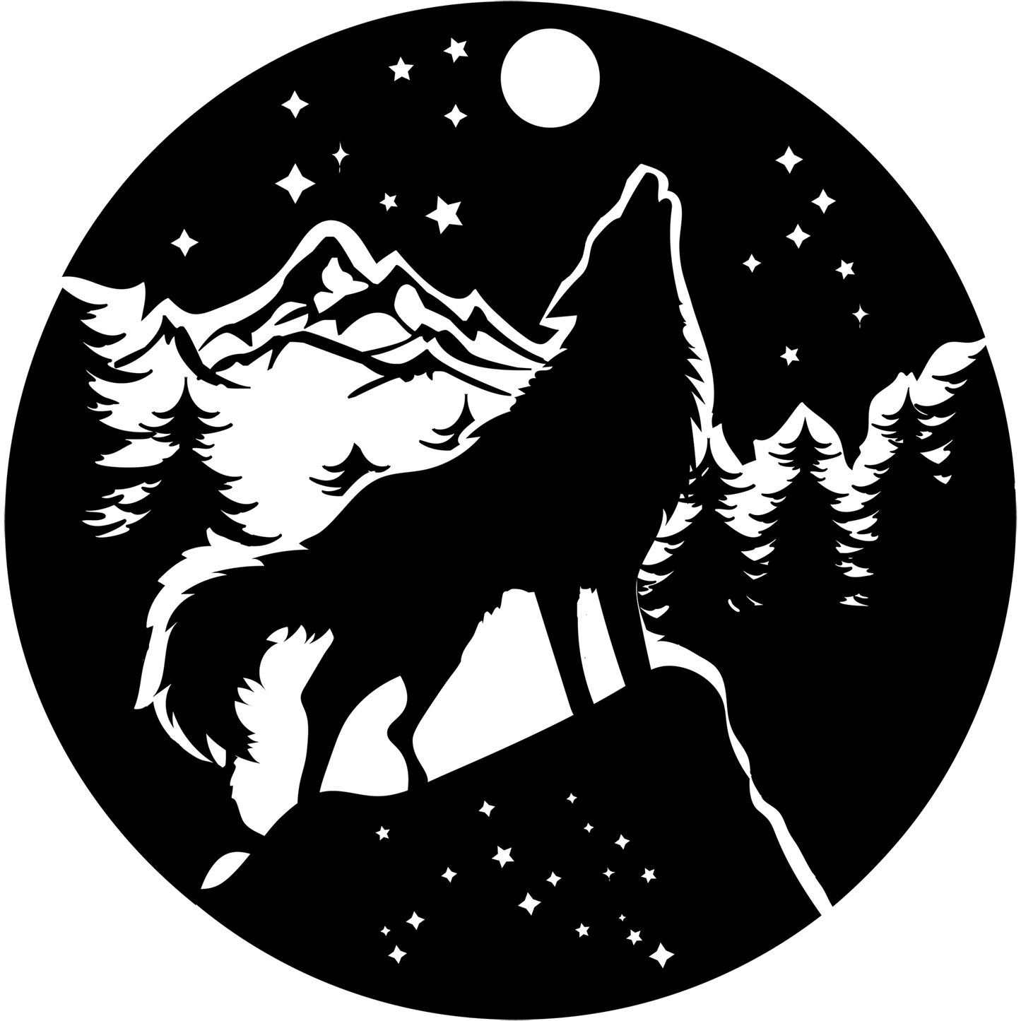 Wolf Howling At Moon Vinyl Decal Sticker