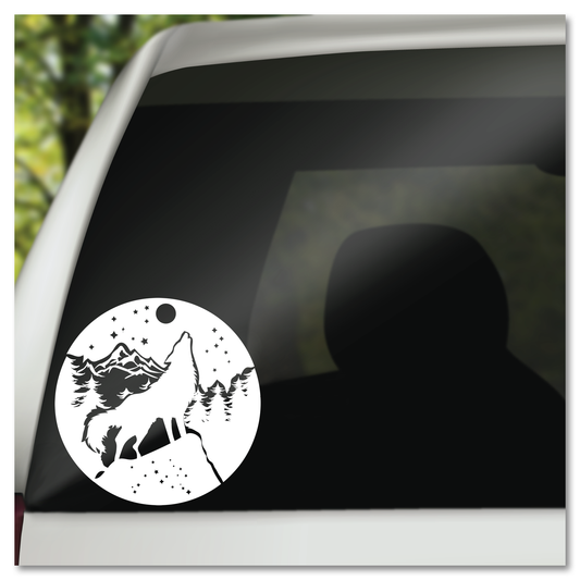 Wolf Howling At Moon Vinyl Decal Sticker