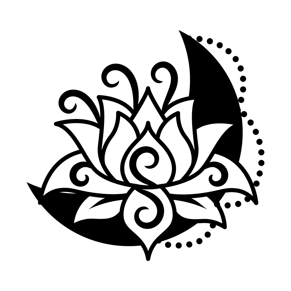 Crescent Moon and Lotus Flower Vinyl Decal Sticker