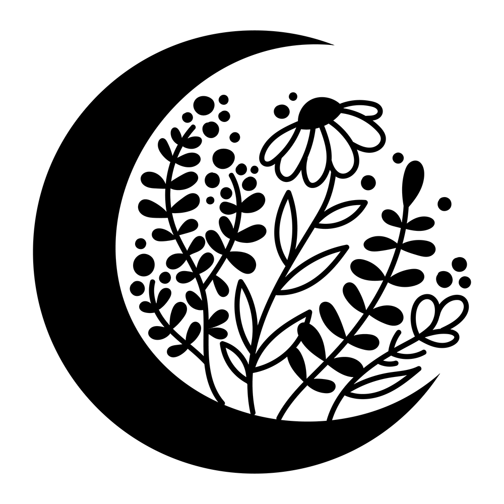 Boho Crescent Moon Wild Flowers Vinyl Decal Sticker