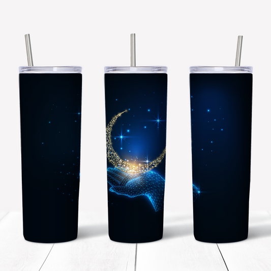 Crystal Crescent Moon in Hand 20oz Sublimated Metal Tumbler