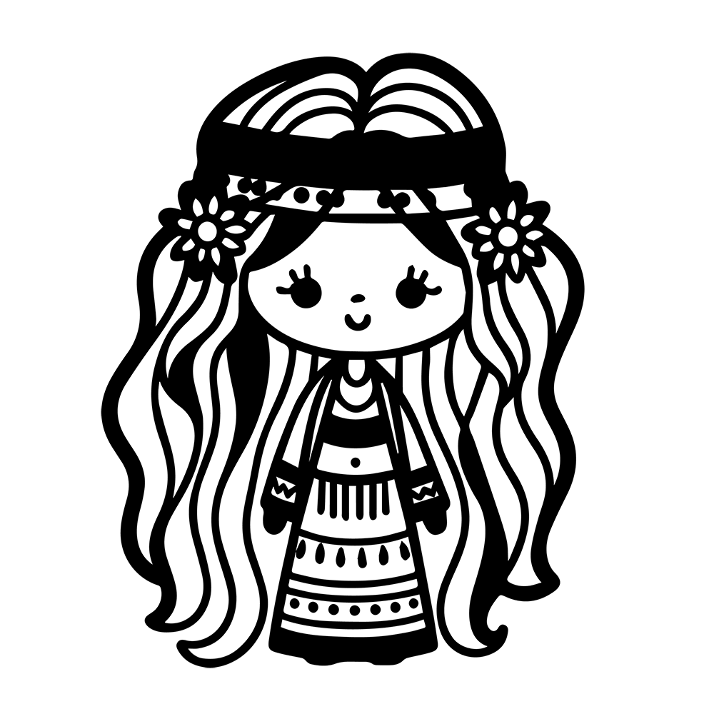 Cute Hippie Girl Vinyl Decal Sticker