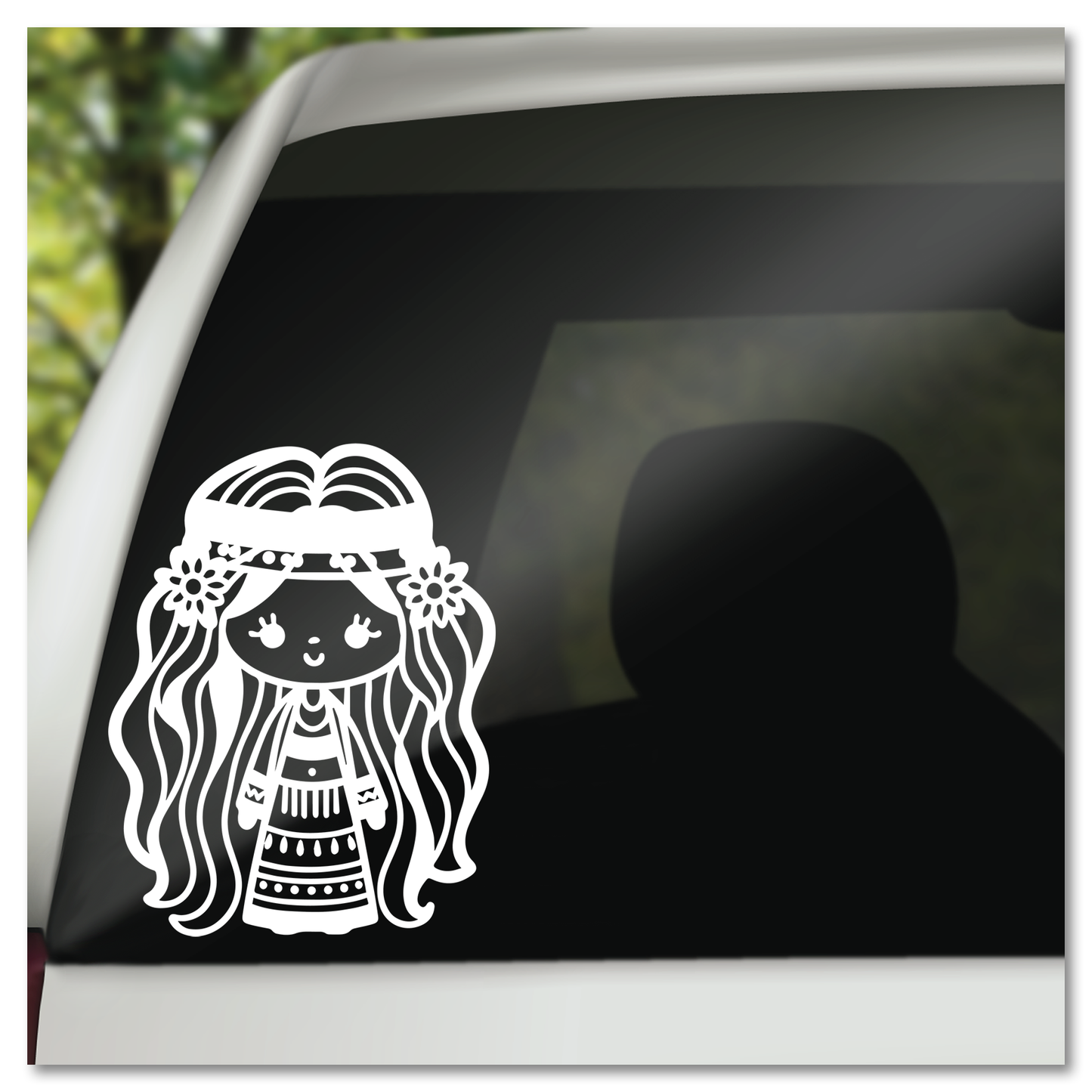 Cute Hippie Girl Vinyl Decal Sticker