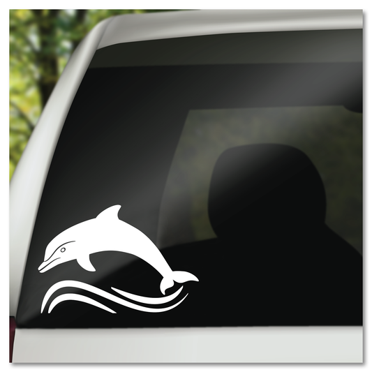 Dolphin over Waves Vinyl Decal Sticker