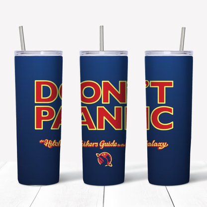 Don't Panic Hitchhikers Guide to the Galaxy 20oz Sublimated Metal Tumbler