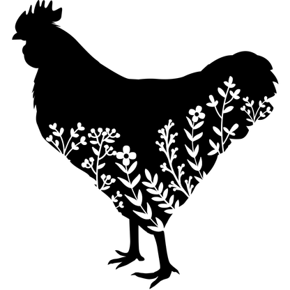 Floral Chicken Vinyl Decal Sticker