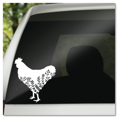 Floral Chicken Vinyl Decal Sticker