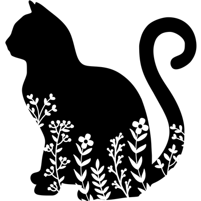 Floral Kitty Vinyl Decal Sticker