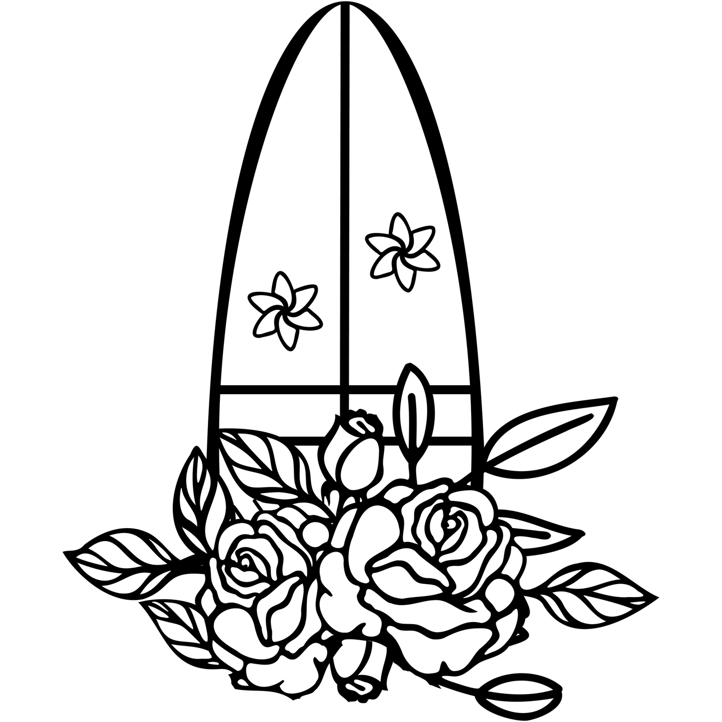 Surfboard Flowers Vinyl Decal Sticker