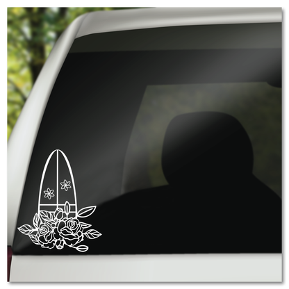 Surfboard Flowers Vinyl Decal Sticker