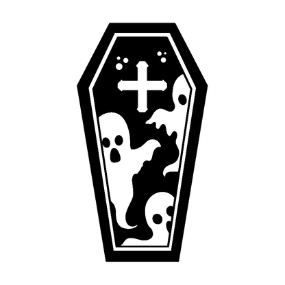 Cute Ghosts In A Coffin Vinyl Decal Sticker