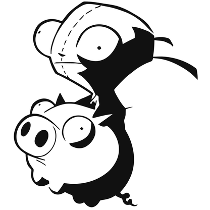 Invader Zim Gir on Pig Vinyl Decal Sticker