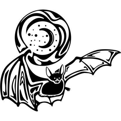 Gothic Bat and Moon Vinyl Decal Sticker
