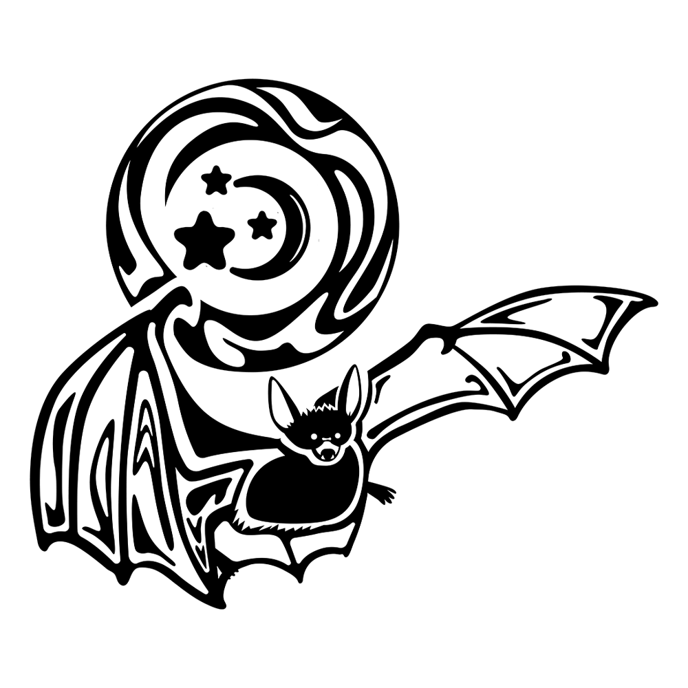 Gothic Bat Moon Vinyl Decal Sticker