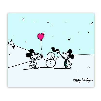 Mickey & Minnie Snowman Happy Holidays 20oz Sublimated Metal Tumbler