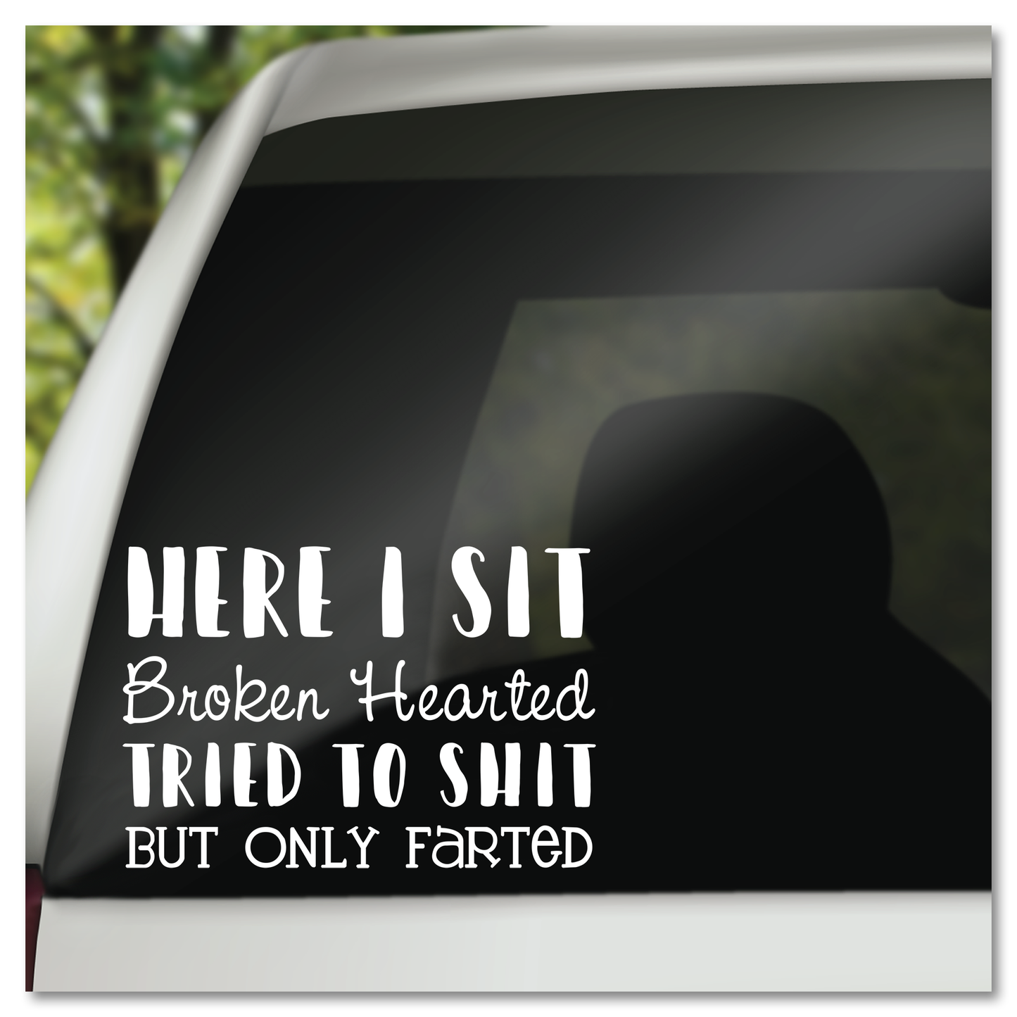 Here I Sit Broken Hearted Tried To Shit But Only Farted Vinyl Decal Sticker