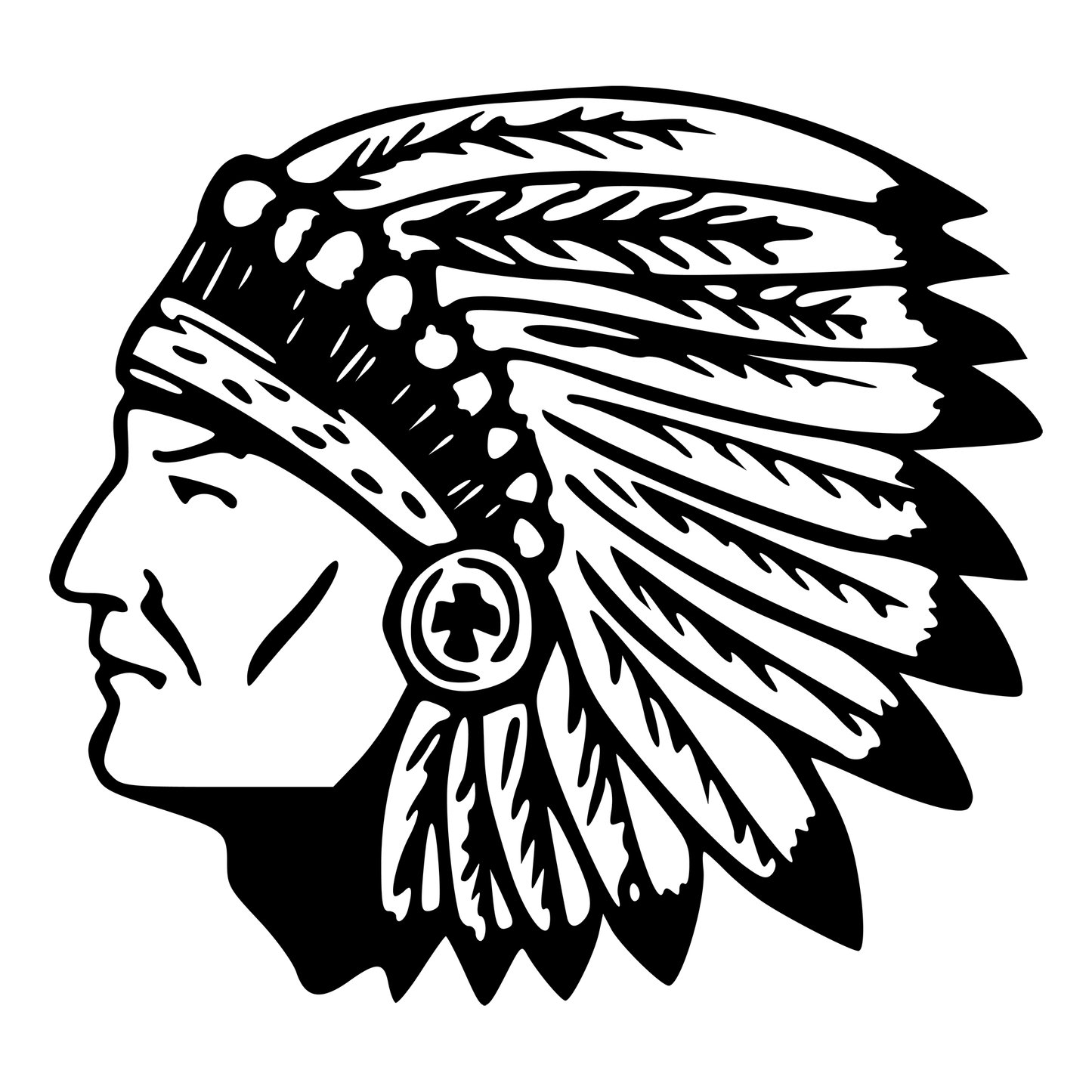 Native American In Headdress Vinyl Decal Sticker