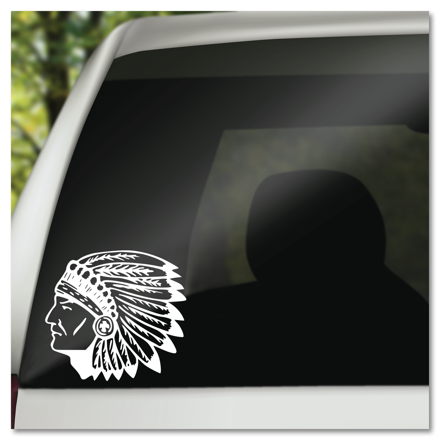 Native American In Headdress Vinyl Decal Sticker