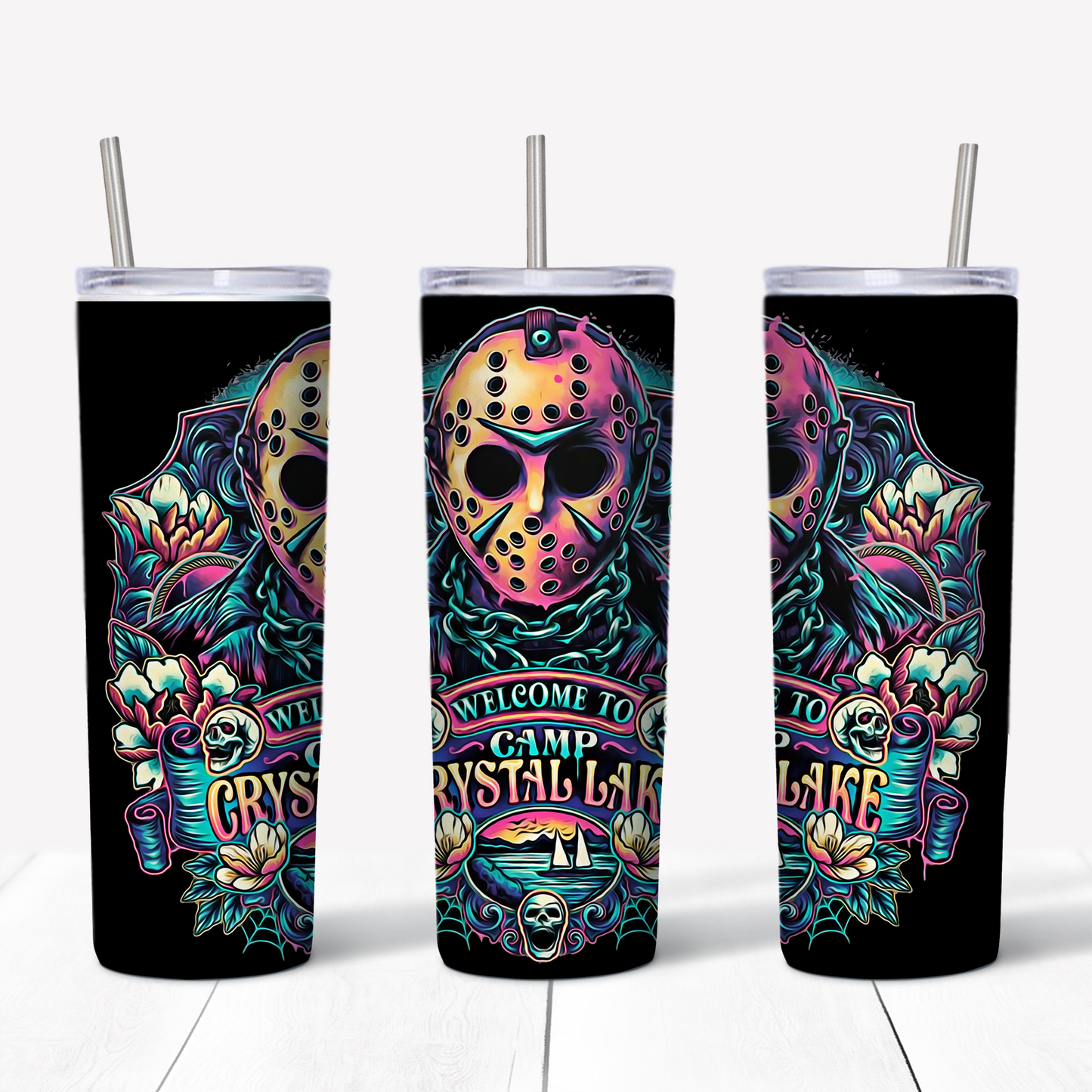 Jason Camp Crystal Lake 20oz Sublimated Metal Tumbler