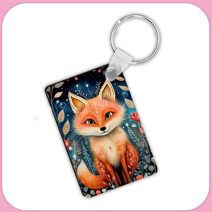 Red Fox Rectangular Sublimation MDF Keychain