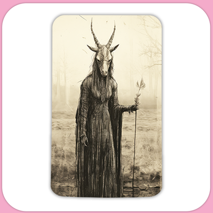 Creepy Goat Witch Occult Rectangular Sublimation MDF Keychain