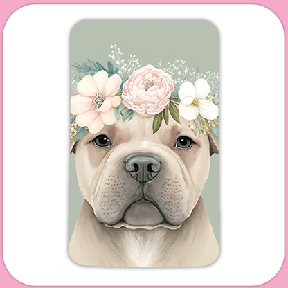 Sweet Pittie with Flower Crown Rectangular Sublimation MDF Keychain