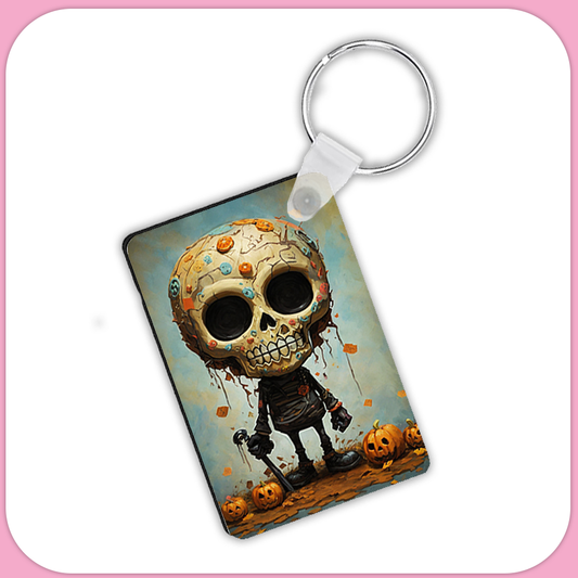 Halloween Killer Monster Skeleton Rectangular Sublimation MDF Keychain