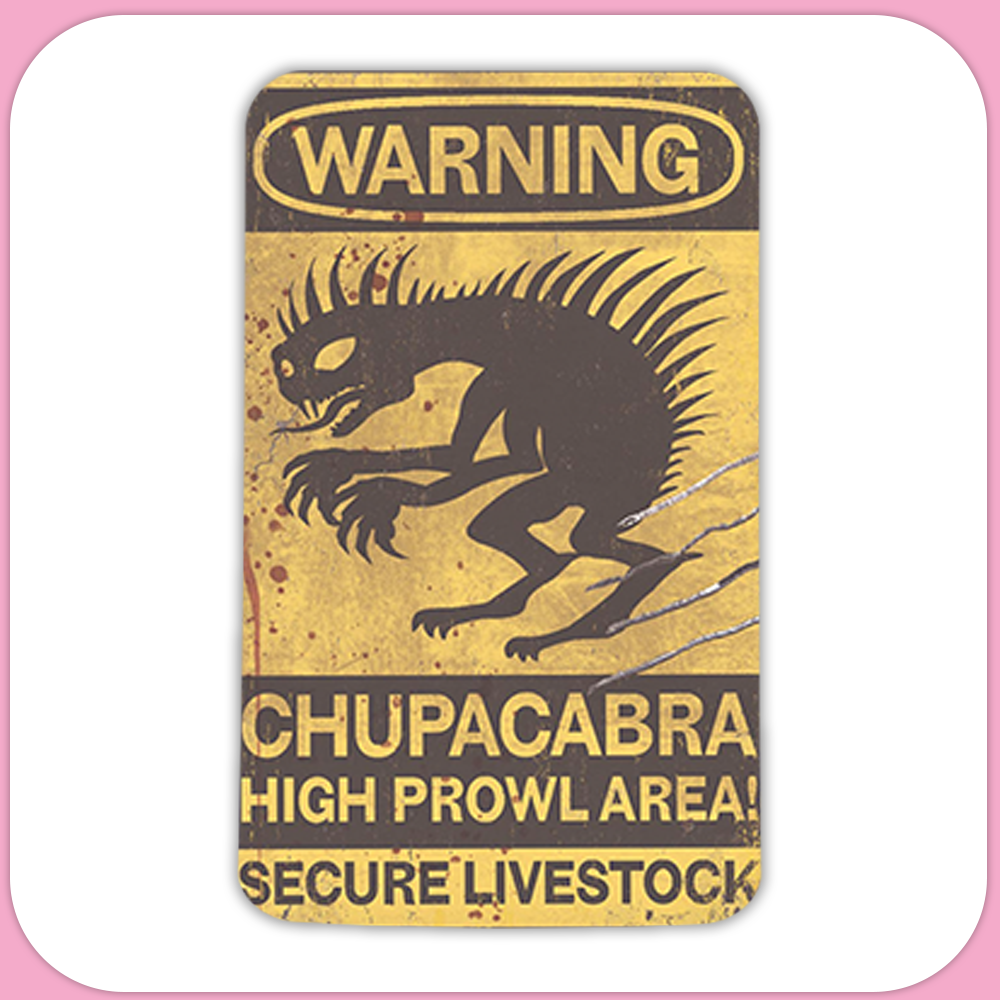 Chupacabra Warning Sign Rectangular Sublimation MDF Keychain