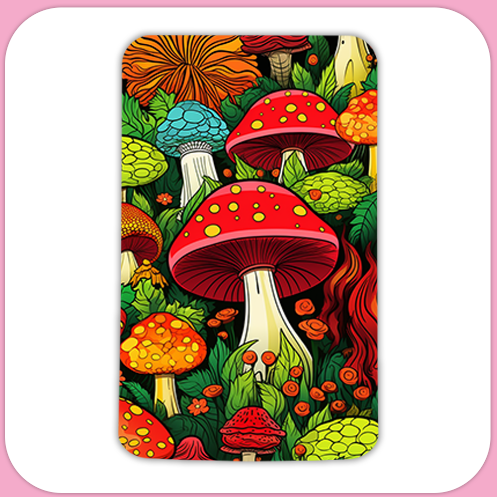 Field of Mushrooms Rectangular Sublimation MDF Keychain