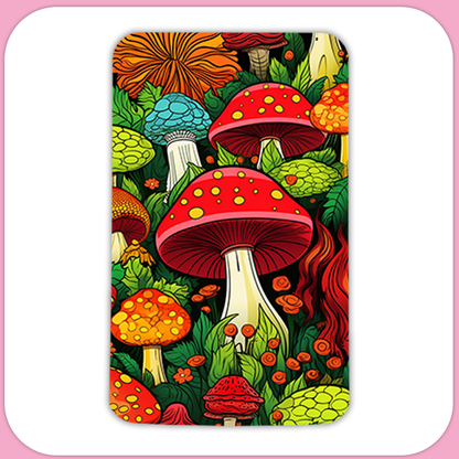 Field of Mushrooms Rectangular Sublimation MDF Keychain