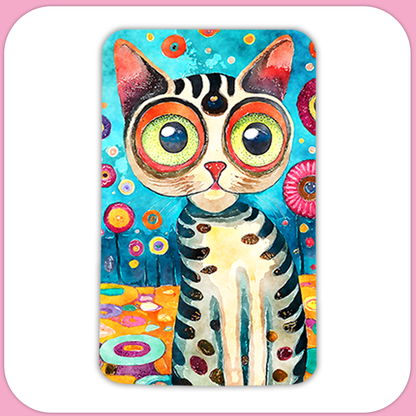 Crazy Pop Art Cat Rectangular Sublimation MDF Keychain