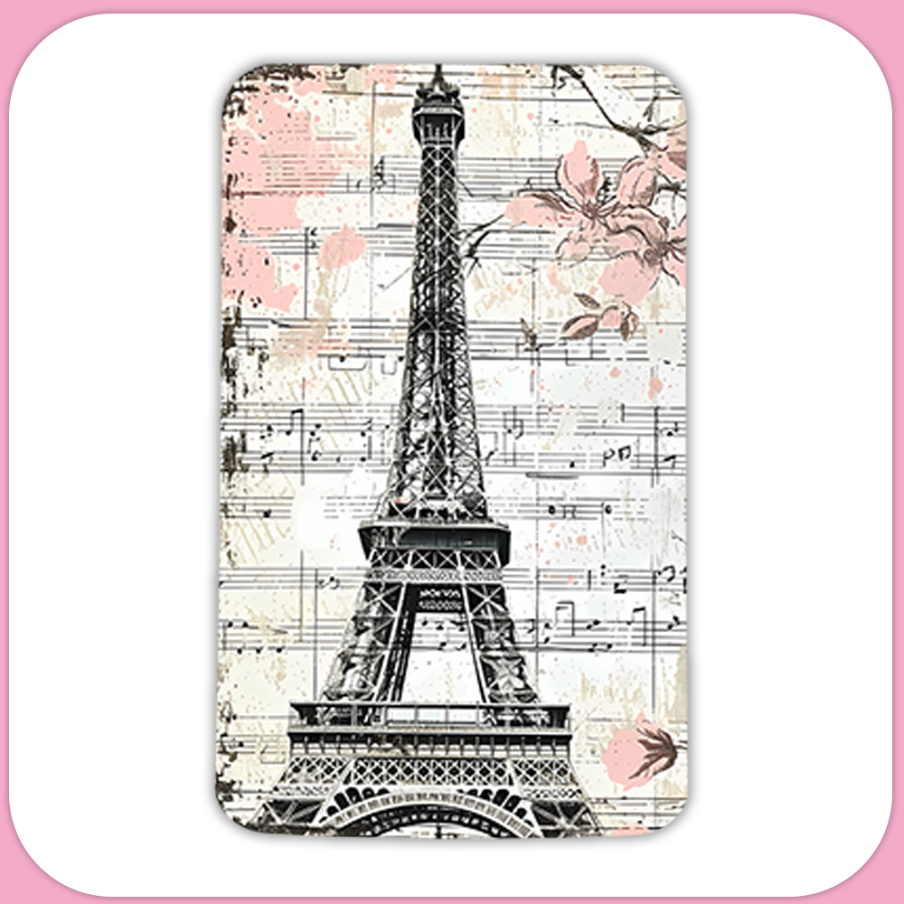 Eiffel Tower Sheet Music Paris France Rectangular Sublimation MDF Keychain