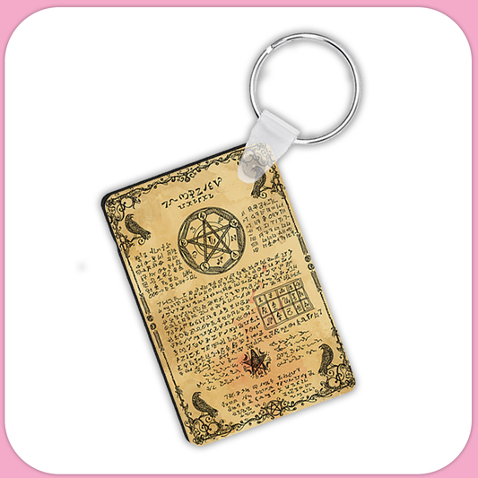 Wiccan Book Page Rectangular Sublimation MDF Keychain