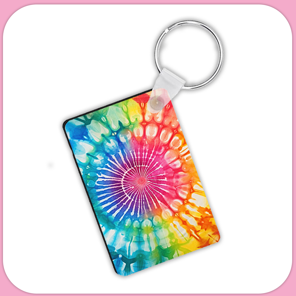 Rainbow Tie Dye Rectangular Sublimation MDF Keychain