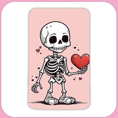 Cute Valentines Day Skeleton Heart Rectangular Sublimation MDF Keychain