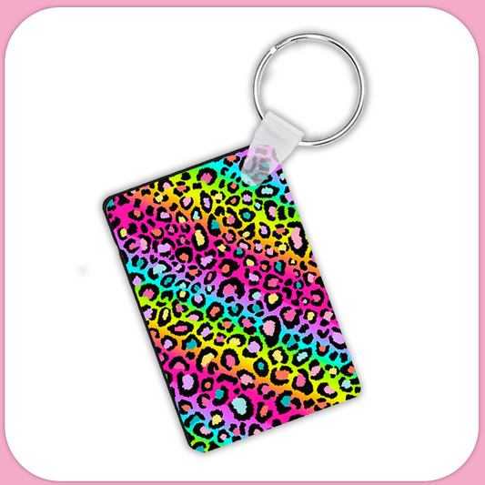 Lisa Frank Leopard Print Rectangular Sublimation MDF Keychain