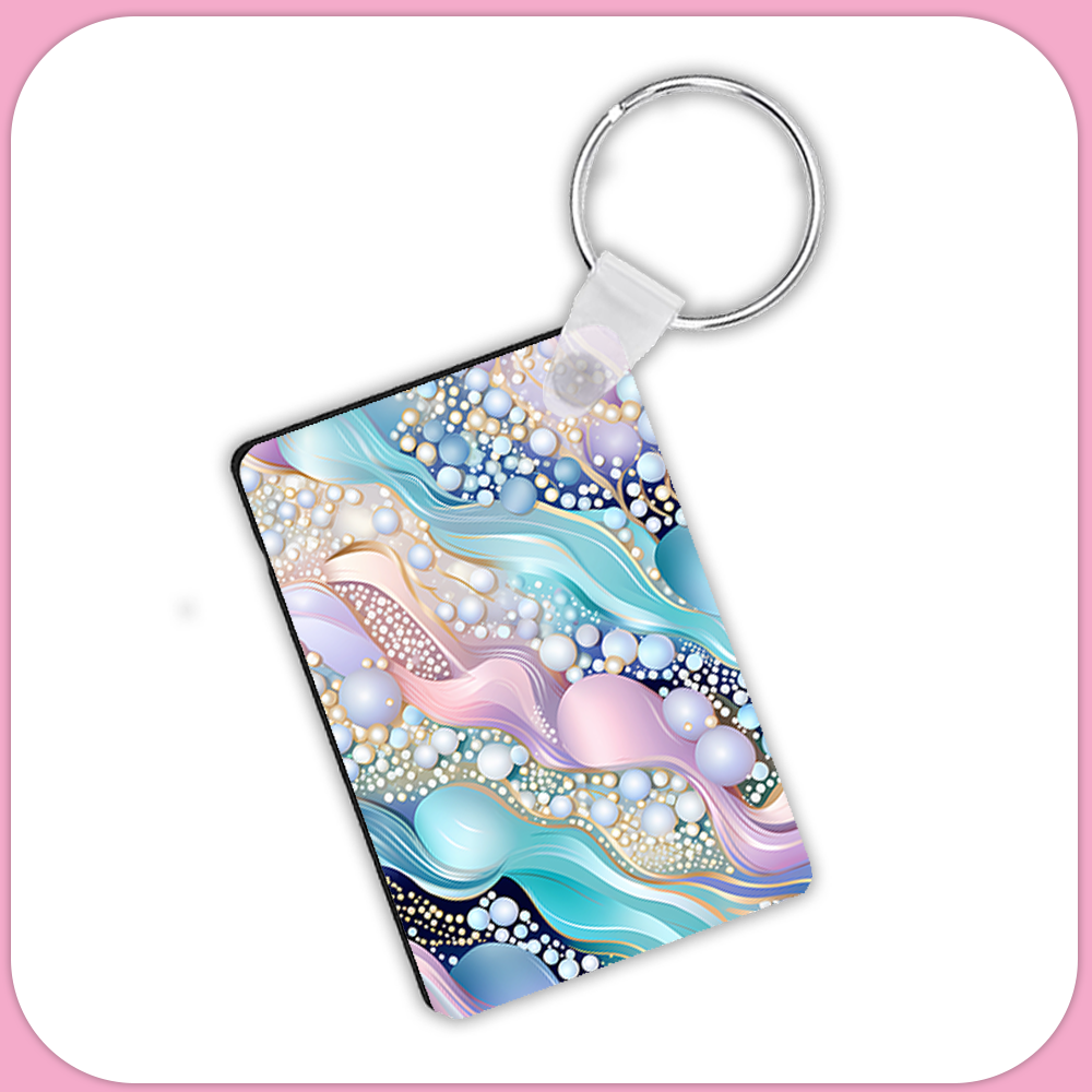 Mermaid Pearls and Ribbons Rectangular Sublimation MDF Keychain