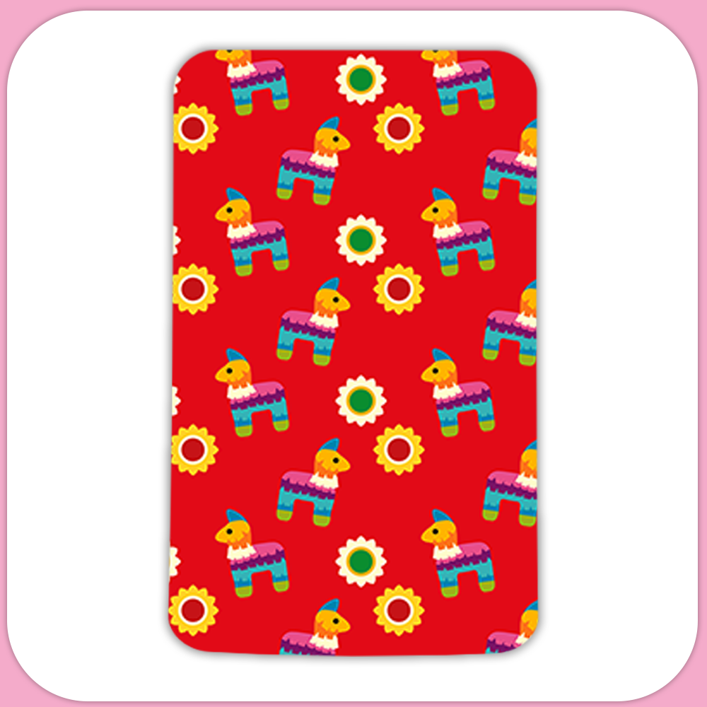 Mexican Pinatas and Flowers Rectangular Sublimation MDF Keychain