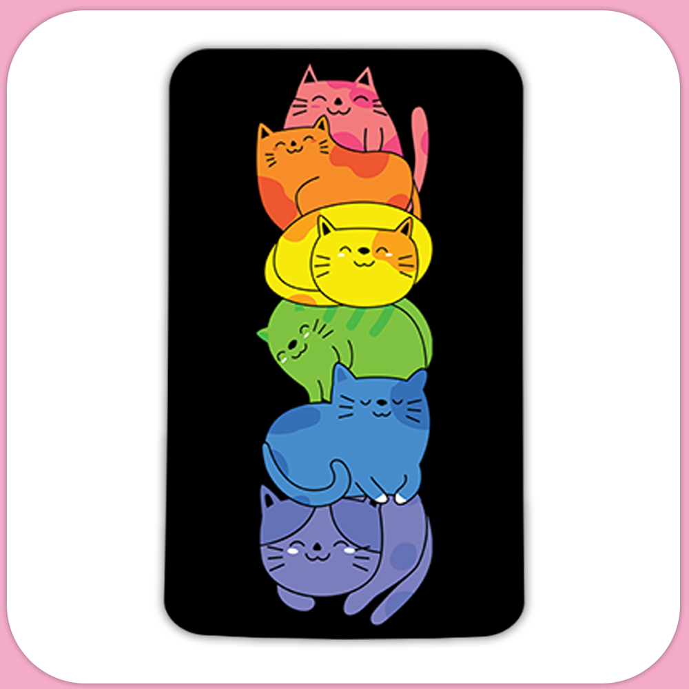 Rainbow Stack of Cats Rectangular Sublimation MDF Keychain