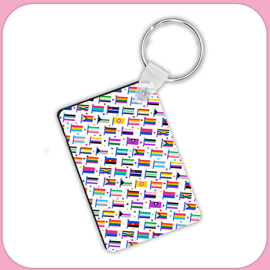 Micro Pride Flags Rectangular Sublimation MDF Keychain