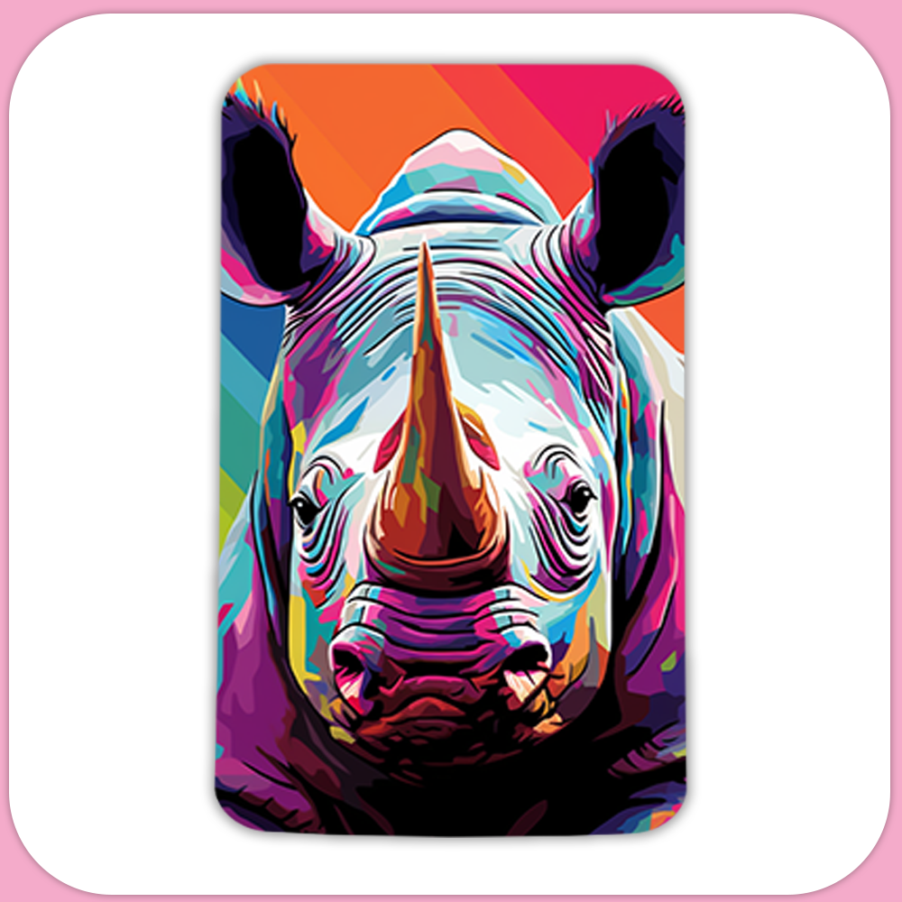 Pop Art Rhino Rhinoceros Rectangular Sublimation MDF Keychain