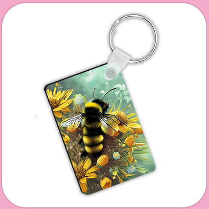 Bumble Bee Rectangular Sublimation MDF Keychain