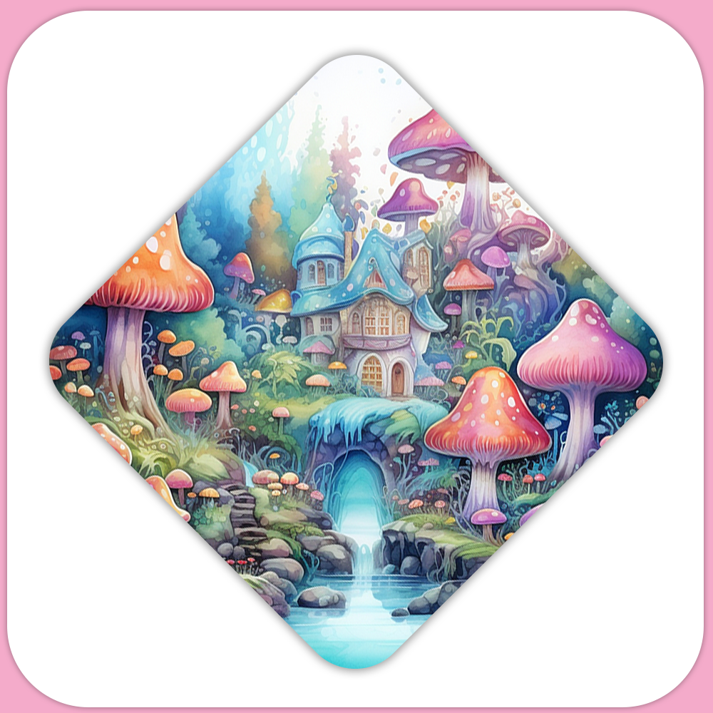 Fantasy Mushrooms Wonderland Square Sublimation MDF Keychain