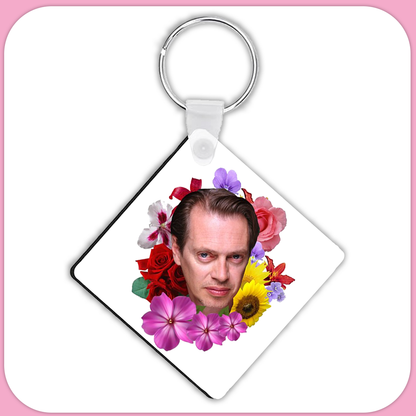 Steve Buscemi Flower Bouquet Square Sublimation MDF Keychain