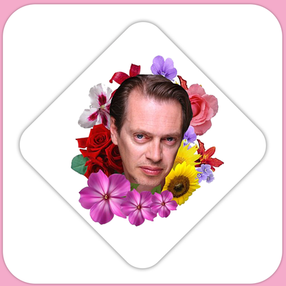 Steve Buscemi Flower Bouquet Square Sublimation MDF Keychain